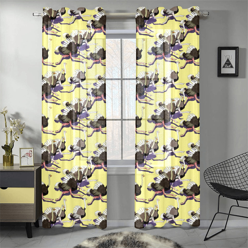 Ostrich Pattern Print Design 04 Gauze Curtain