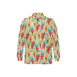 Colorful ice cream pattern Men's Long Sleeve Polo Shirt