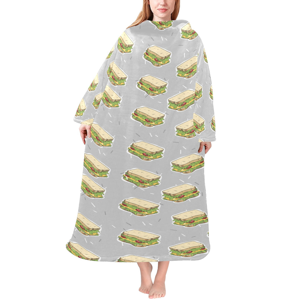 Sandwich Pattern Print Design 05 Blanket Robe with Sleeves