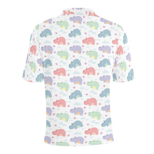 Hippopotamus Pattern Print Design 03 Men's All Over Print Polo Shirt