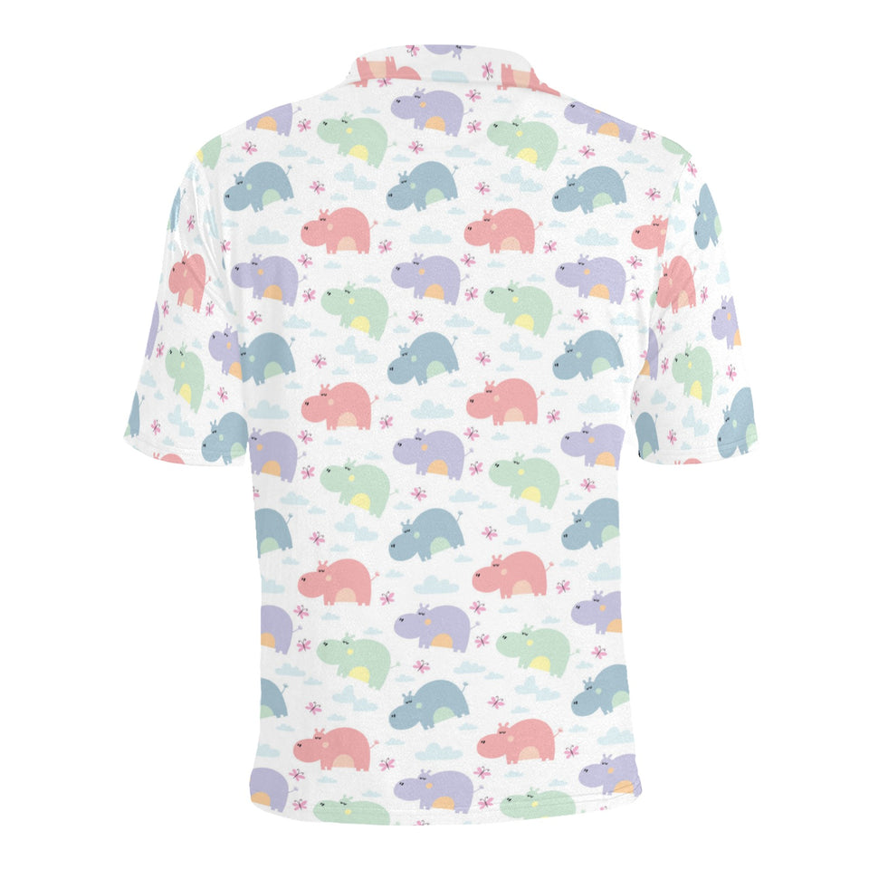 Hippopotamus Pattern Print Design 03 Men's All Over Print Polo Shirt