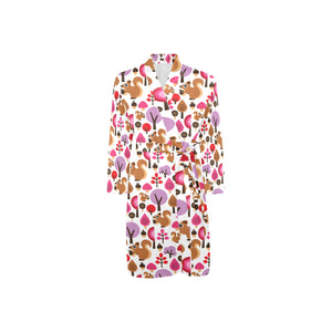 Squirrel Pattern Print Design 02 Men's Long Sleeve Belted Night Robe