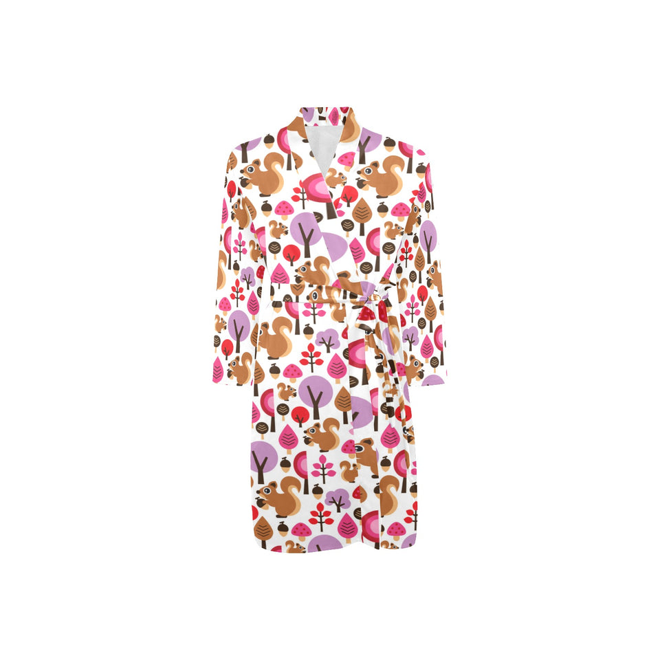 Squirrel Pattern Print Design 02 Men's Long Sleeve Belted Night Robe