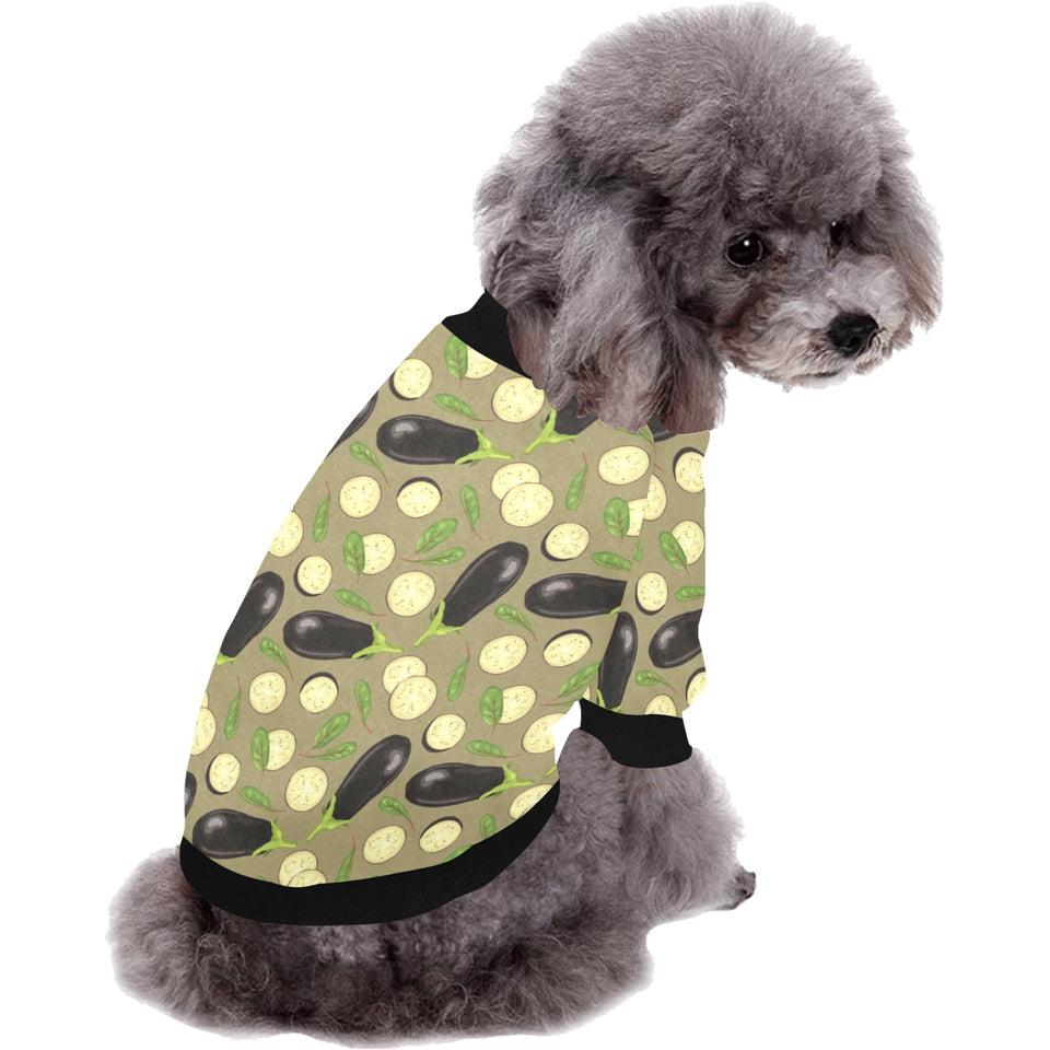 Eggplant Pattern Print Design 02 All Over Print Pet Dog Round Neck Fuzzy Shirt