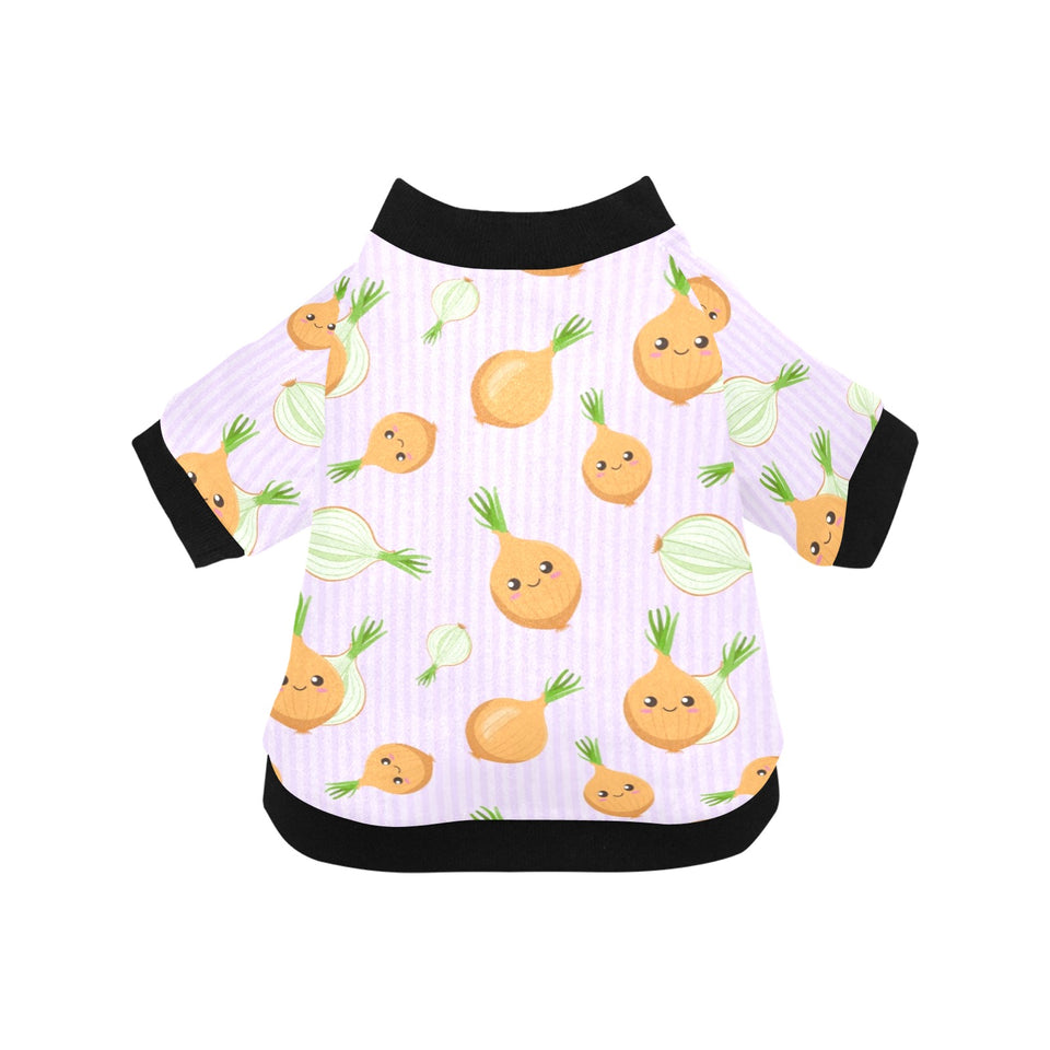 cute onions smiling faces purple background All Over Print Pet Dog Round Neck Fuzzy Shirt