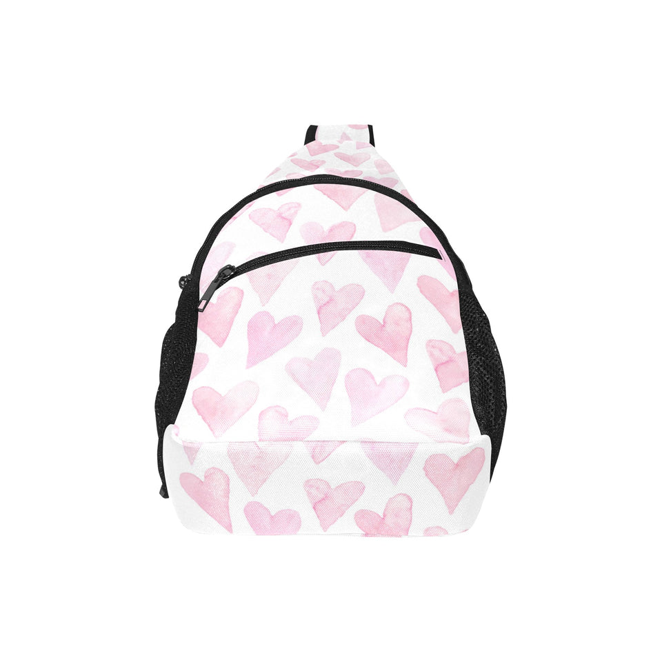 Watercolor pink heart pattern All Over Print Chest Bag