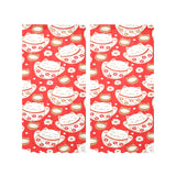 Cute Maneki neko cat red background Gauze Curtain