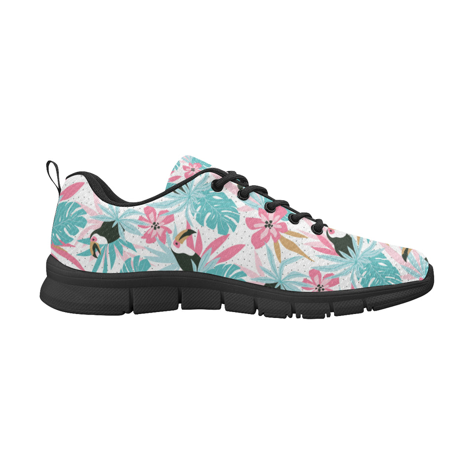 Toucan tropical flower leave pattern Women's Sneaker Shoes