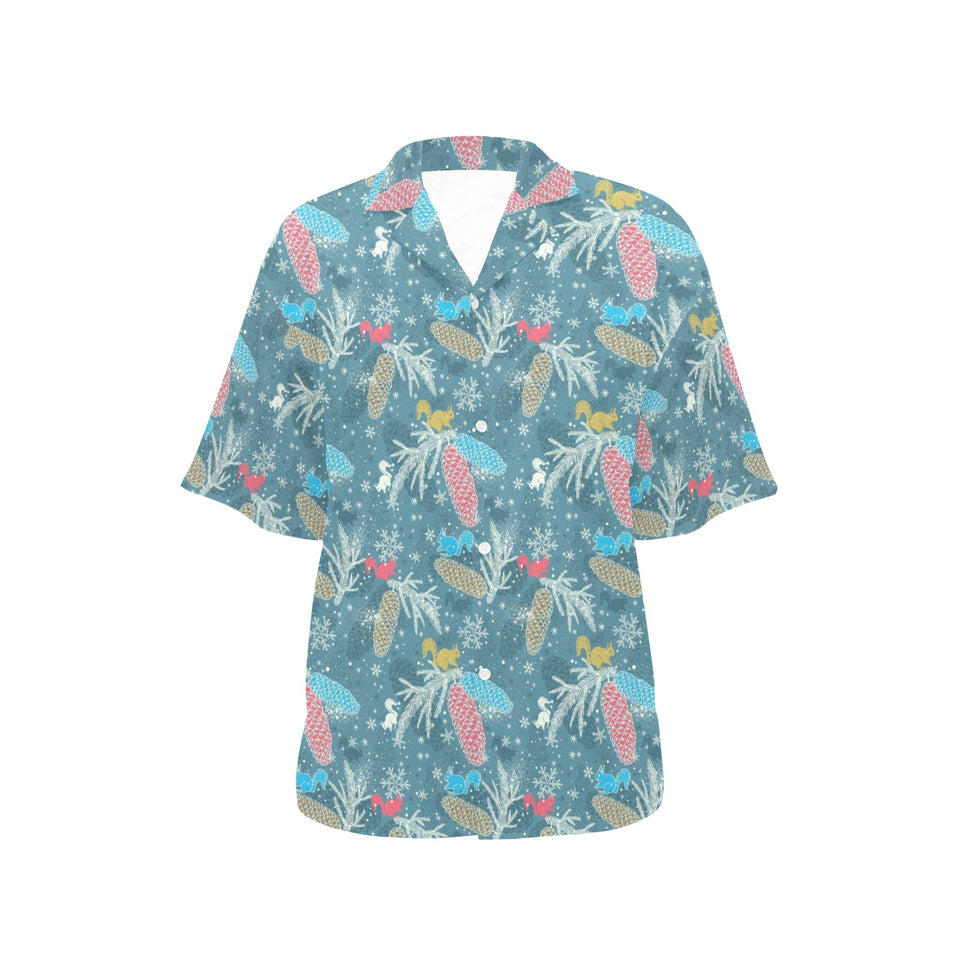 Squirrel Pattern Print Design 01 Women's All Over Print Hawaiian Shirt