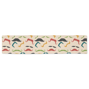 Mustache Beard Pattern Print Design 03 Table Runner