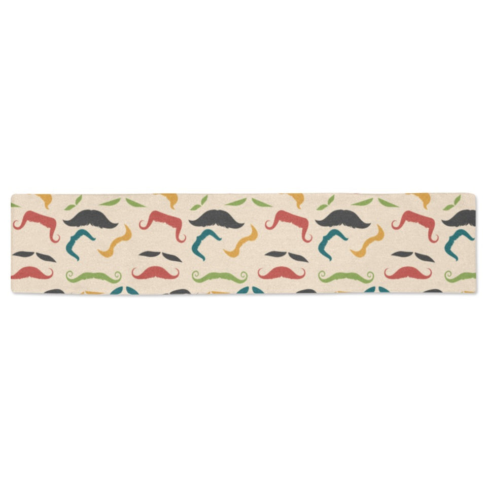 Mustache Beard Pattern Print Design 03 Table Runner