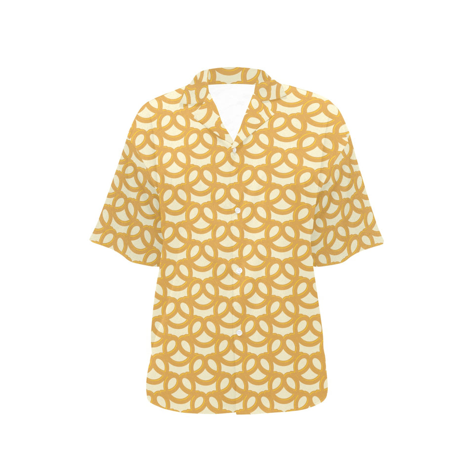 Pretzels Pattern Print Design 01 Women's All Over Print Hawaiian Shirt
