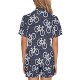 Bicycle Pattern Print Design 03 Women's V-Neck Short Pajama Set
