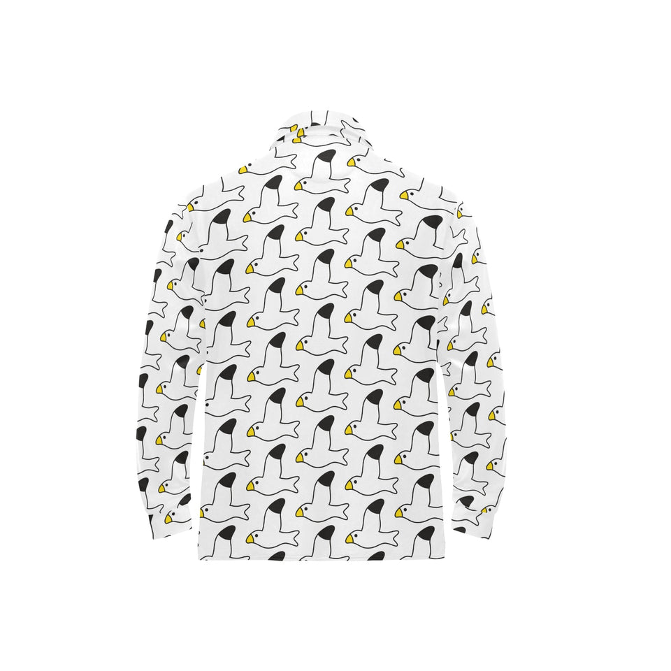 Seagull Pattern Print Design 05 Men's Long Sleeve Polo Shirt