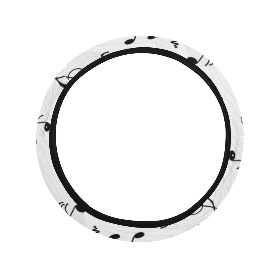 Music Notes Pattern Print Design 04 Car Steering Wheel Cover