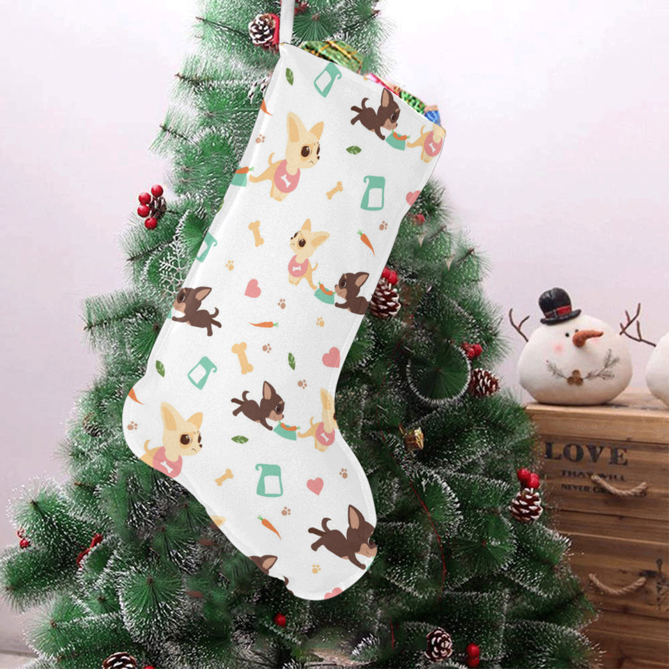 Cute Chihuahua puppie pattern Christmas Stocking