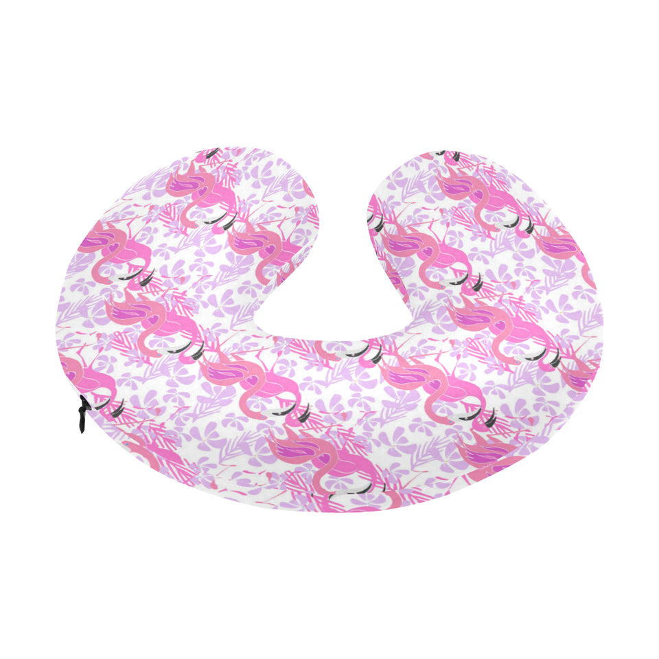 Pink flamingo flower pattern U-Shaped Travel Neck Pillow