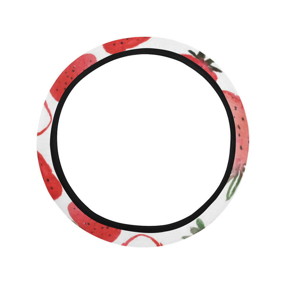 watercolor hand drawn beautiful strawberry pattern Car Steering Wheel Cover
