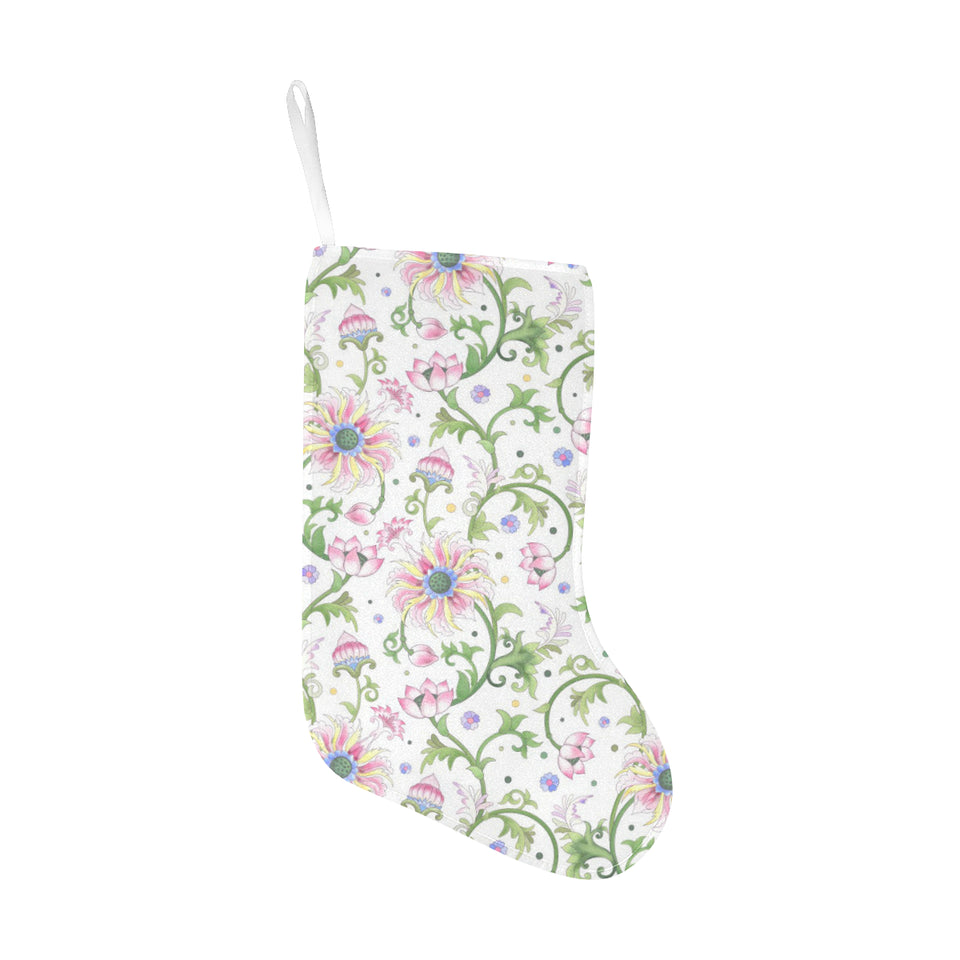 Beautiful pink lotus waterlily leaves pattern Christmas Stocking
