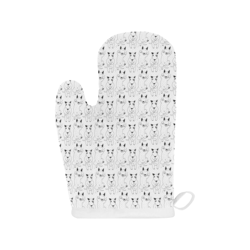 Bull Terrier Pattern Print Design 02 Heat Resistant Oven Mitts