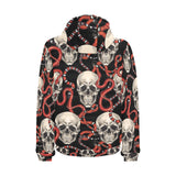 Red snake skull pattern Men's Padded Hooded Jacket