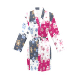 Teddy Bear Pattern Print Design 03 Women's Long Sleeve Belted Night Robe