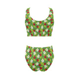 Ladybug Pattern Print Design 01 Chest Bowknot High Waisted Bikini Swimsuit