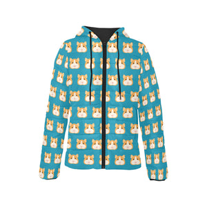 Guinea Pig Pattern Print Design 03 Women's Padded Hooded Jacket