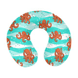 Octopuses sea wave background U-Shaped Travel Neck Pillow