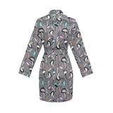 Ostrich Pattern Print Design 01 Women's Long Sleeve Belted Night Robe