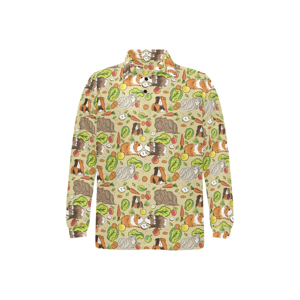 Guinea Pig Pattern Print Design 04 Men's Long Sleeve Polo Shirt