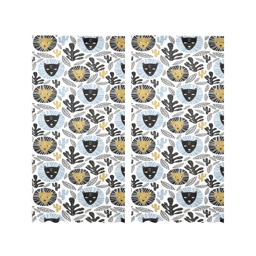 Lion Pattern Print Design 05 Gauze Curtain