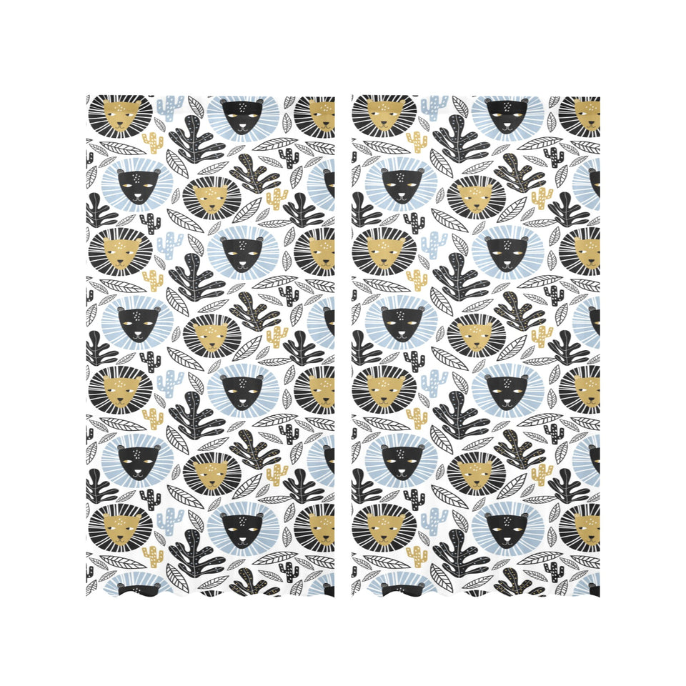 Lion Pattern Print Design 05 Gauze Curtain