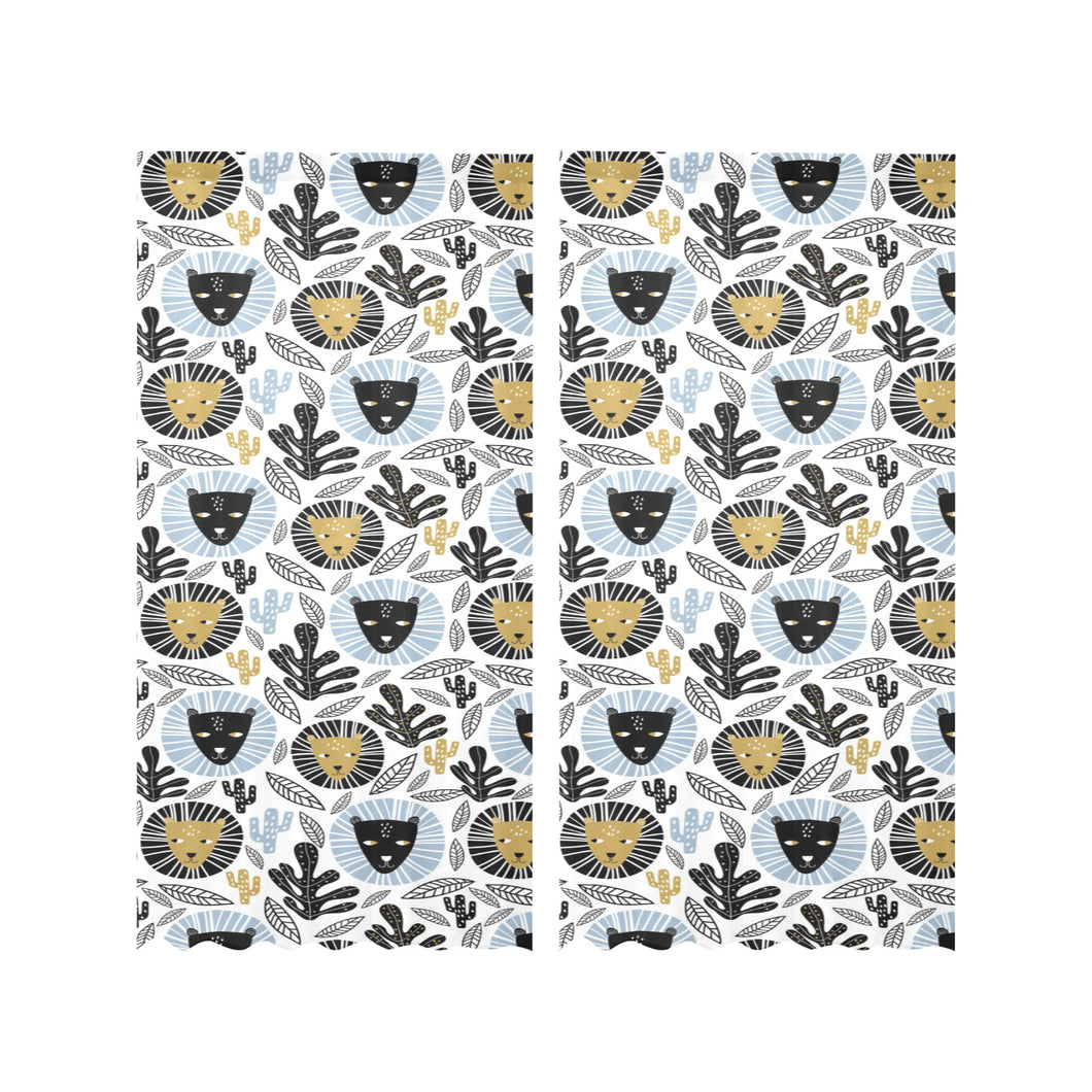 Lion Pattern Print Design 05 Gauze Curtain