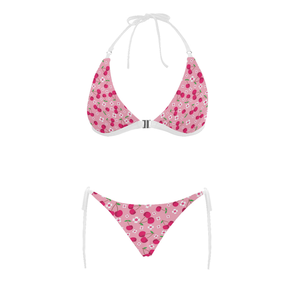 cherry flower pattern pink background Sexy Bikinis Two-Piece Swimsuits