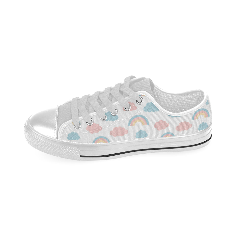 Cute rainbow clound pattern Men's Low Top Shoes White