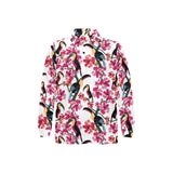 Toucan flower design pattern Men's Long Sleeve Polo Shirt
