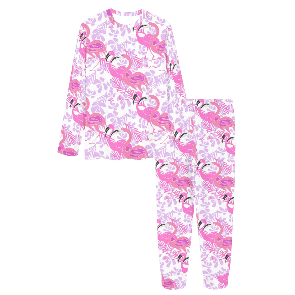 Pink flamingo flower pattern Women's All Over Print Pajama Set
