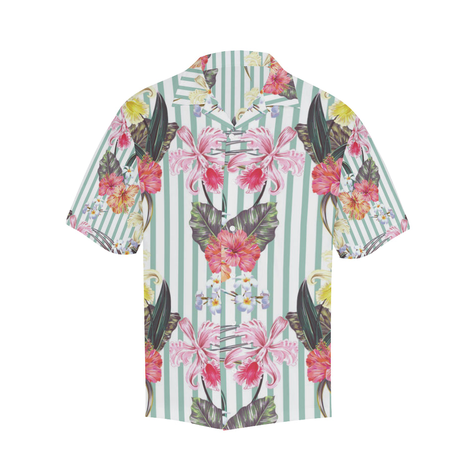 Colorful orchid flower pattern Men's All Over Print Hawaiian Shirt