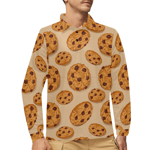 Cookie pattern Men's Long Sleeve Polo Shirt