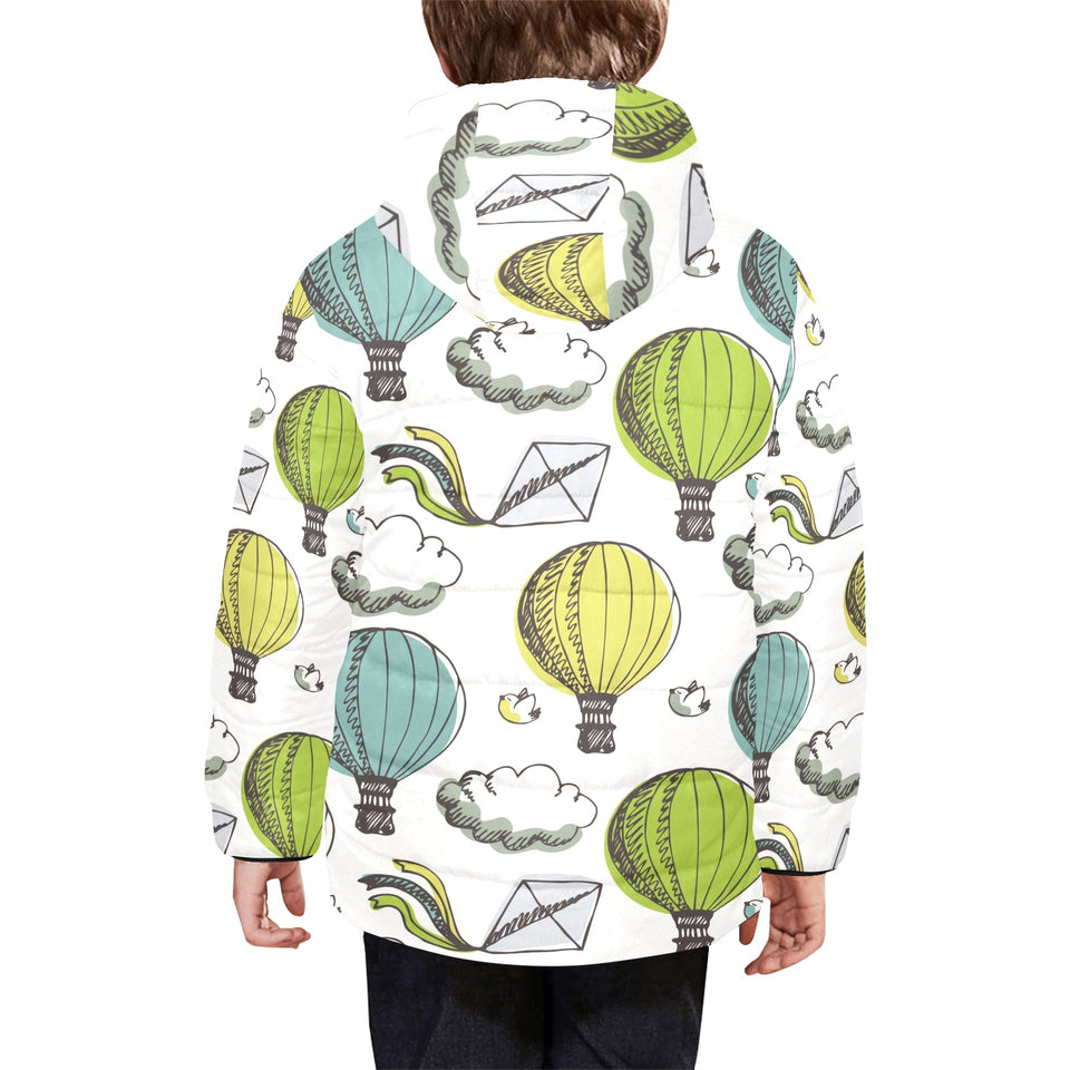 Hot Air Balloon Bird Cloud Pattern Kids' Boys' Girls' Padded Hooded Jacket