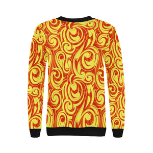 Fire flame design pattern Women's Crew Neck Sweatshirt