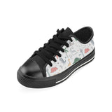 Cute cartoon dinosaurs tree pattern Men's Low Top Canvas Shoes Black