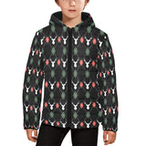 Deer Christmas new year pattern argyle Kids' Boys' Girls' Padded Hooded Jacket