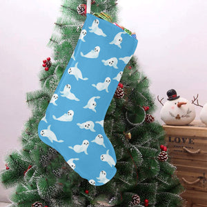 Cute sea lion seal pattern background Christmas Stocking