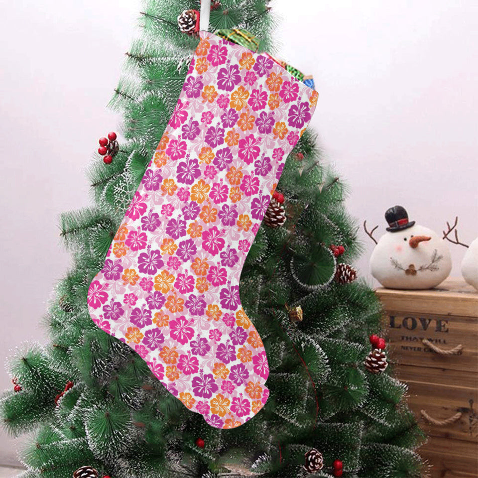 Hibiscus Pattern Print Design 01 Christmas Stocking