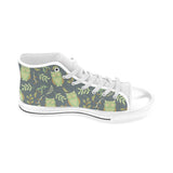 Cute owls leaves pattern Men's High Top Canvas Shoes White