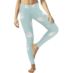 White cute hamsters heart pattern Women's Legging Fulfilled In US