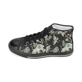 Japanese crane ornament elements Women's High Top Canvas Shoes Black