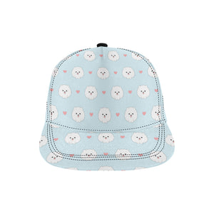 White cute pomeranian pattern All Over Print Snapback Cap